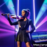 연주가가 알아야 할 연주법 트렌드 - **Prompt 1: The Hybrid Stage Musician**
    "A female musician, adult, dressed in stylish, modern st...