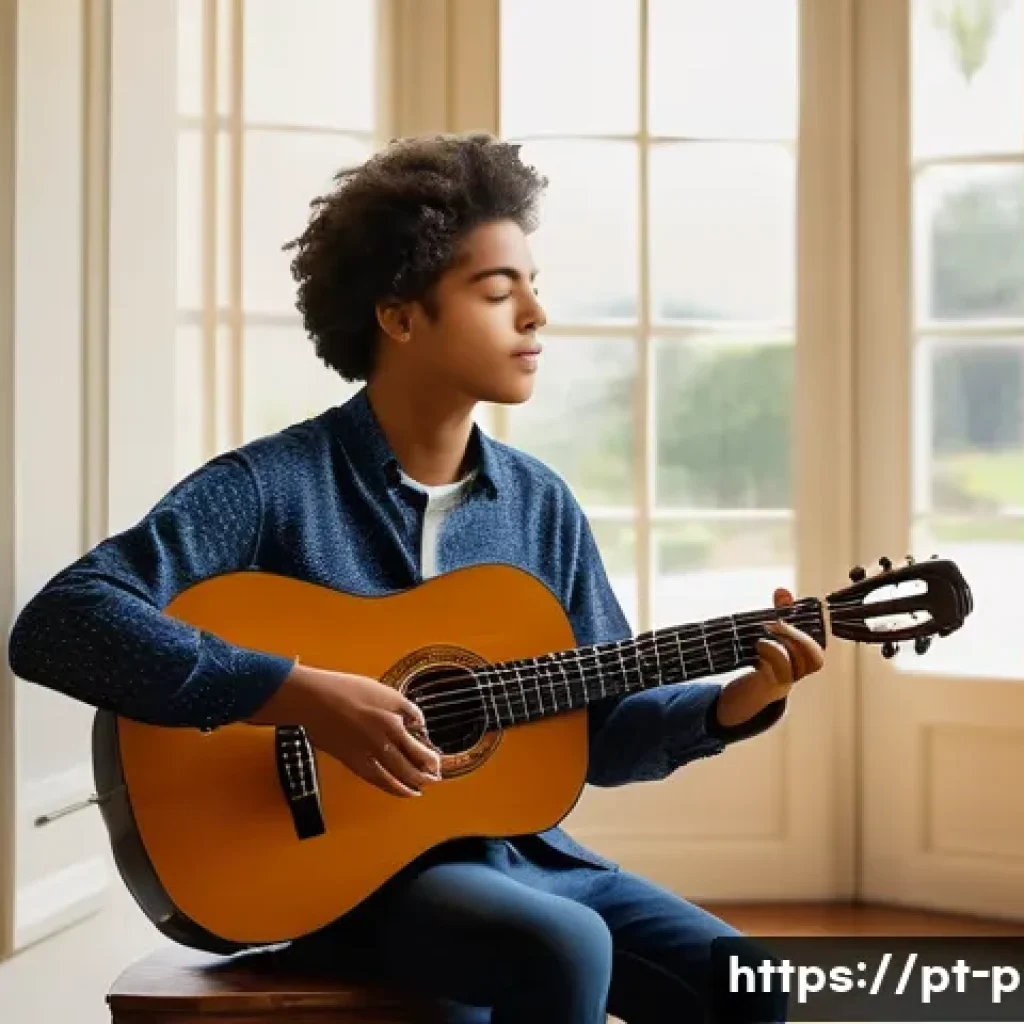 연주가 자격증 종류와 취득 요건 - A young Brazilian musician practicing classical guitar in a bright, traditional conservatory room wi...