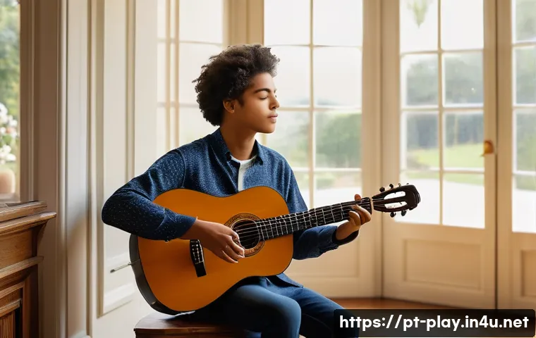 연주가 자격증 종류와 취득 요건 - A young Brazilian musician practicing classical guitar in a bright, traditional conservatory room wi...